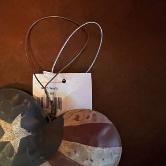 Rustic Patriotic Metal Heart Wall Hanging Trio 4th of July Decoration set of 2 - Picture 4 of 5